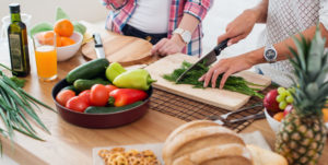 Gorgeous Young Women Preparing Dinner In A Kitchen Concept Cooking, Culinary, Healthy Lifestyle.