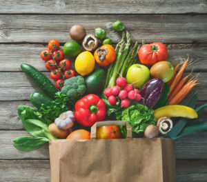 Shopping Bag Full Of Fresh Vegetables And Fruits