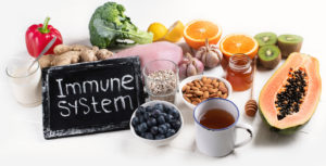 Health food to boost immune system. Hgh in antioxidants, minerals and vitamins. Top view