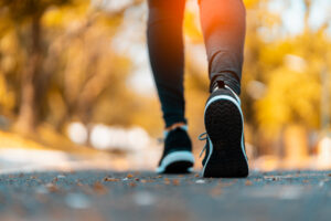People walking and running outdoors