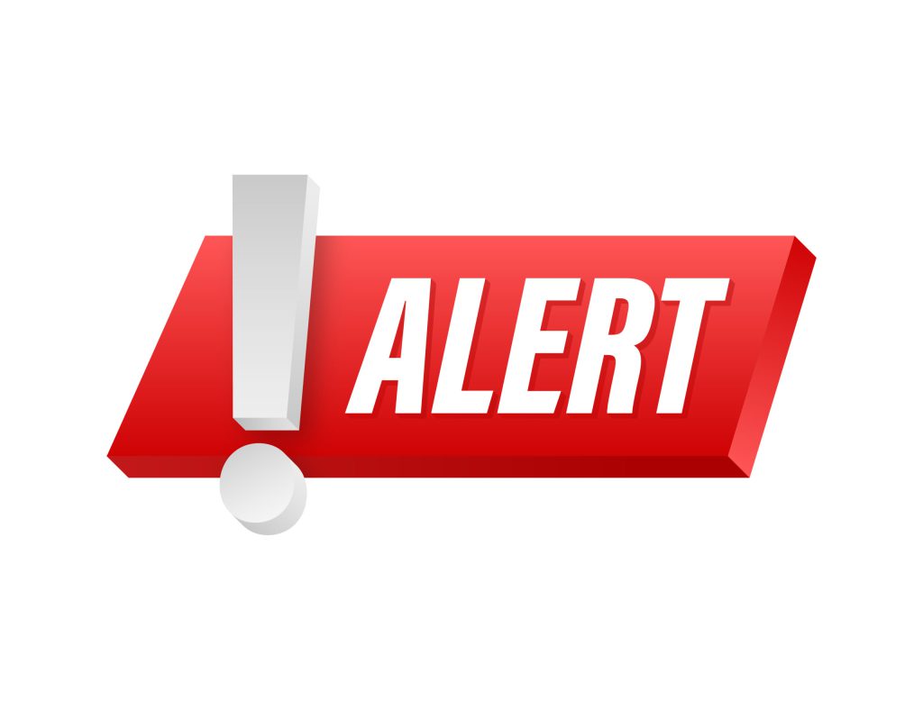 Red alert sign graphic